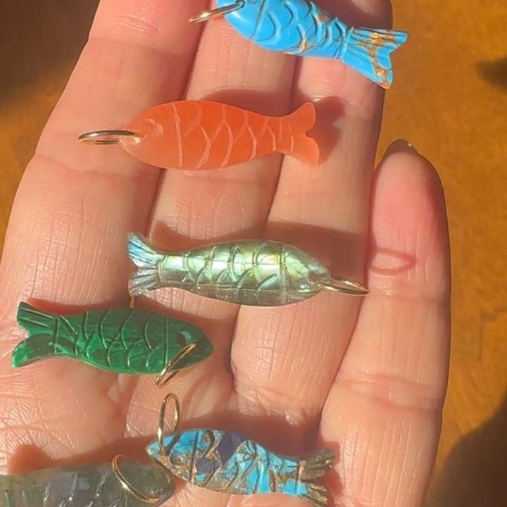 Colorful Fish Animal Stainless Steel 18K Gold Plated PVD Charm Bar Ball Chain Unisex