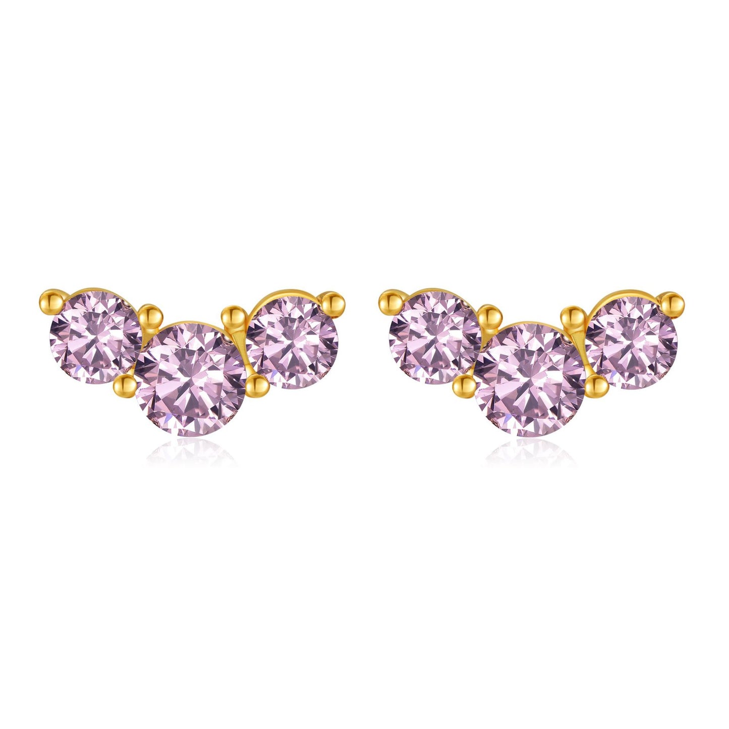 Orecchini a perno con pietra portafortuna geometrica in stile Fashion-Commuter, in rame con placcatura in vero oro e perni in argento sterling S925, da donna