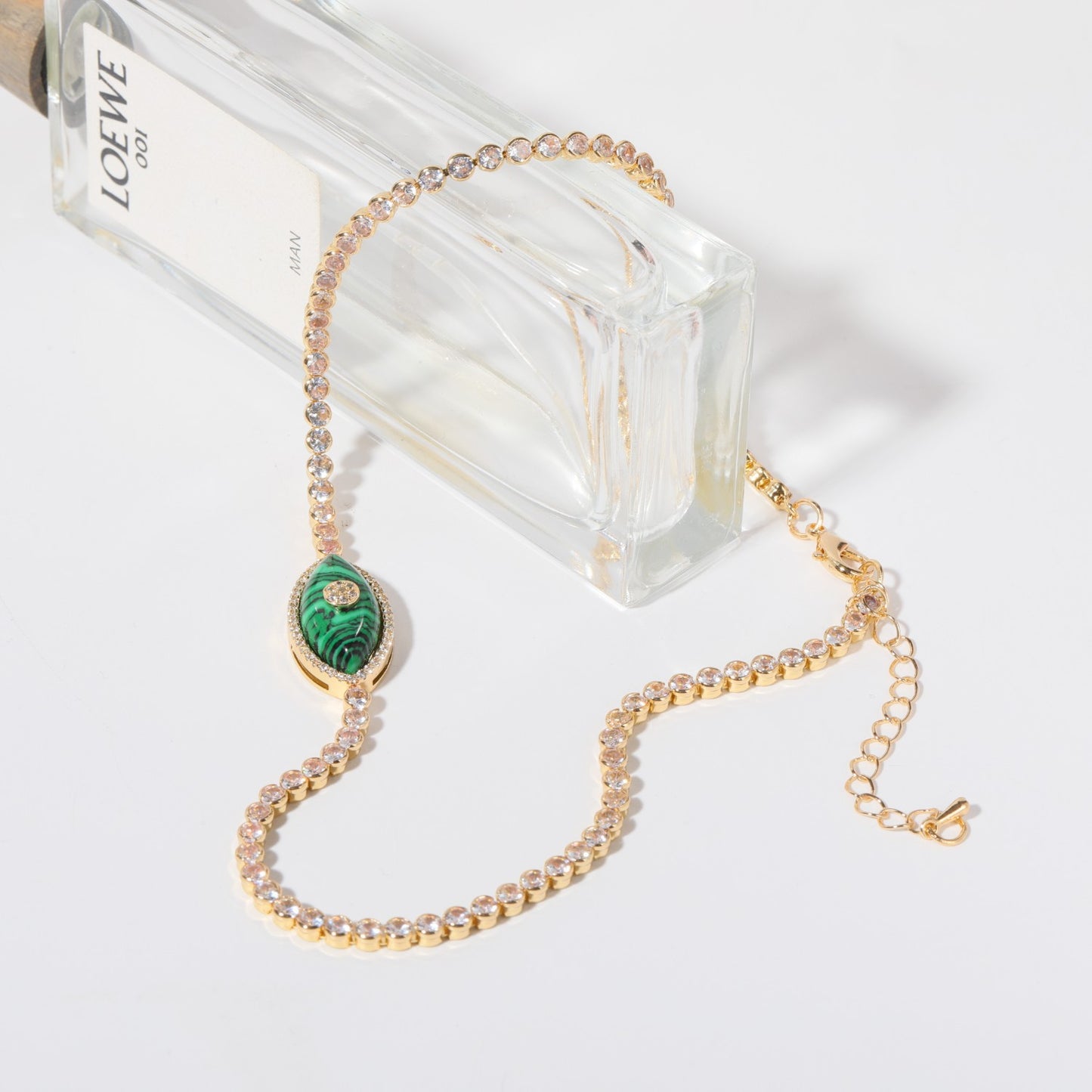 Fashion-Forward Teardrop-Shaped Evil Eye Pendant Necklace in Copper with Titanium Steel Charm and 18K Gold Plating