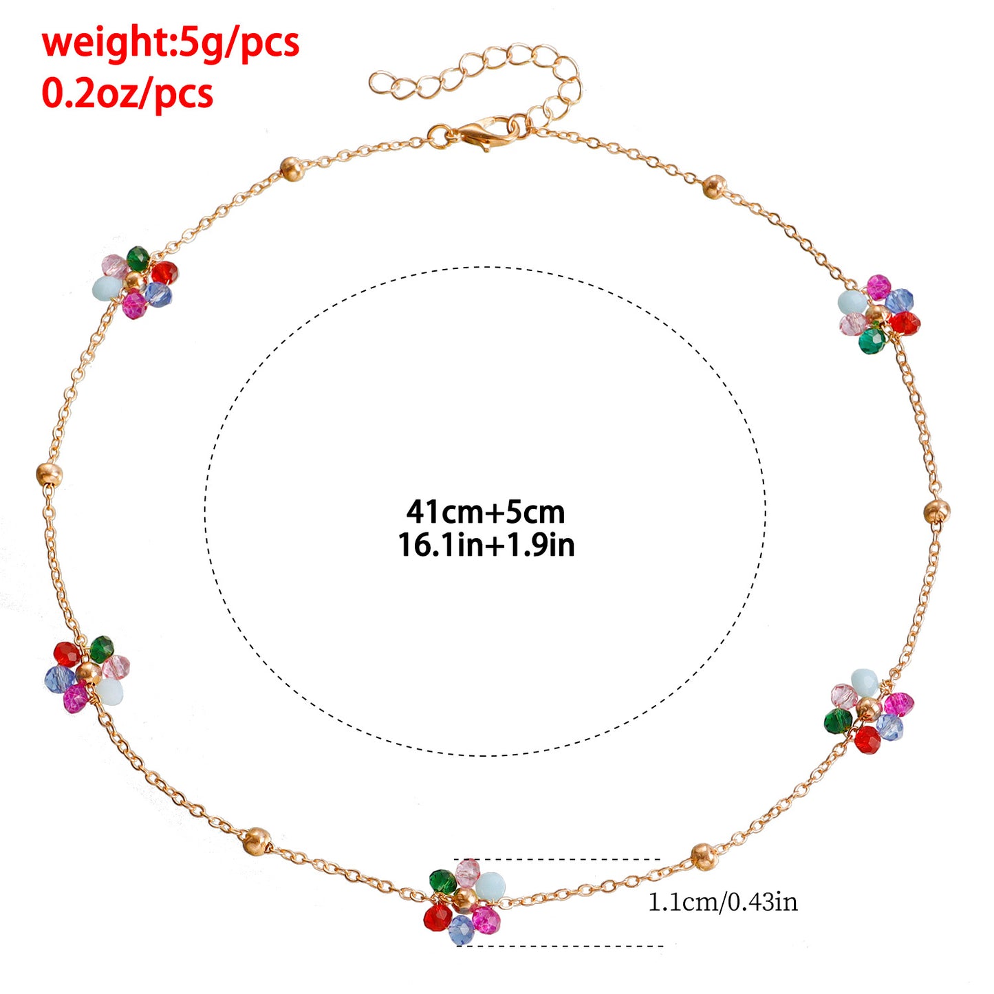 Bohemian Floral Crystal Beaded Necklace for Women with Daisy Design Alloy Pendant and Plated Finish