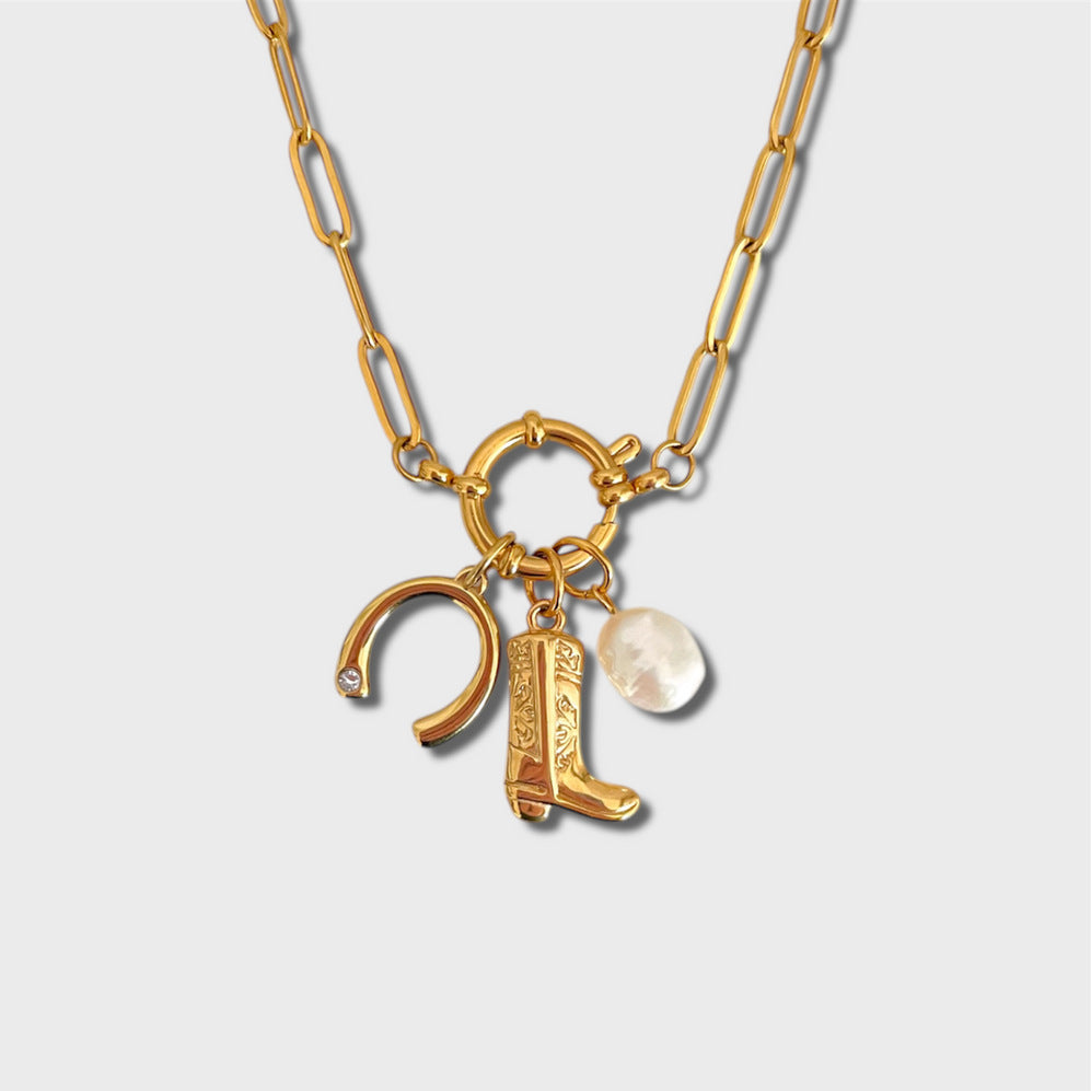 Vintage Minimalist Geometric Heart 18K Gold Plated Titanium Steel DIY Charm Bar Necklace