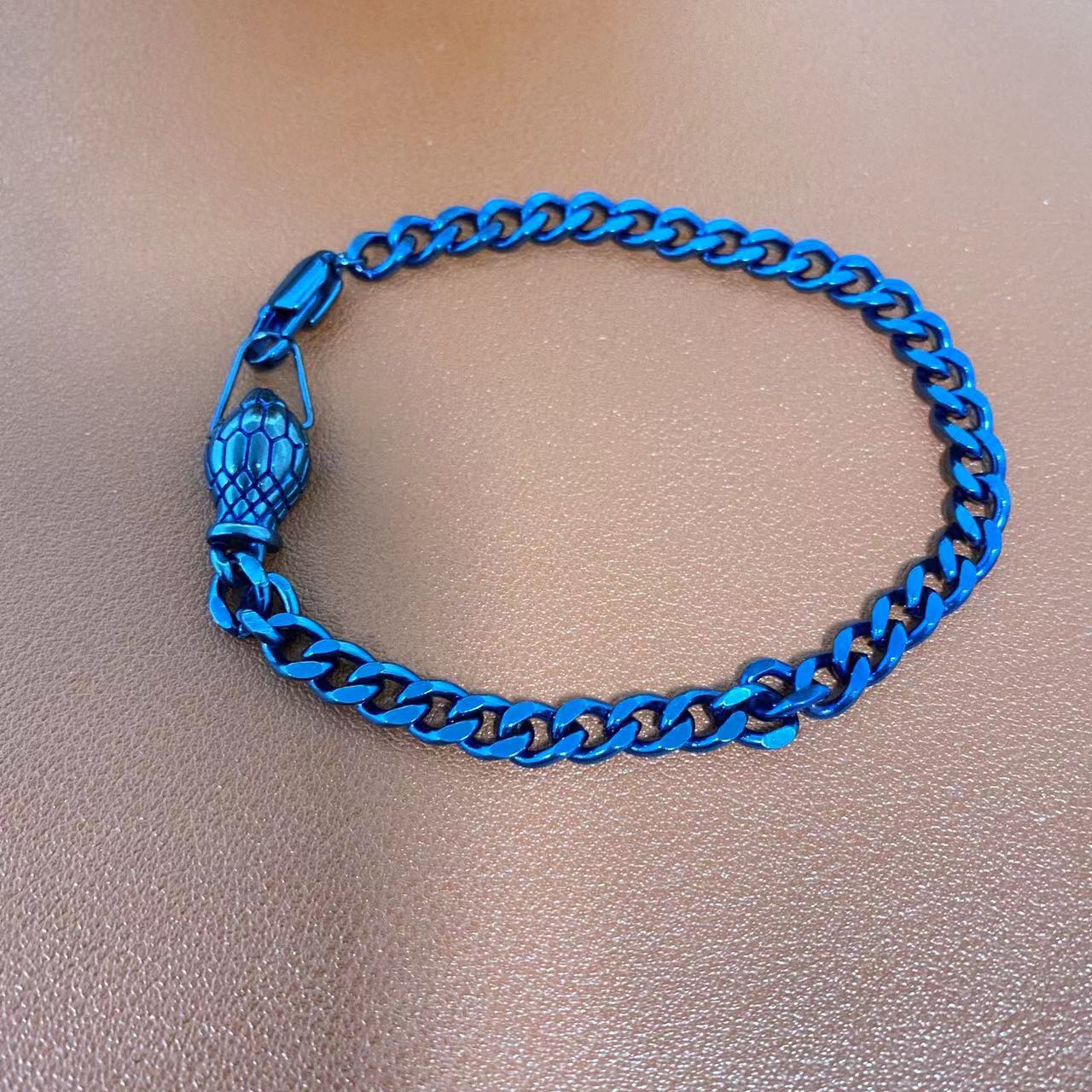Minimalist Luxury Snake-Shaped Titanium Steel Anklet and Bracelet Set with Plated Finish for Unisex Wear