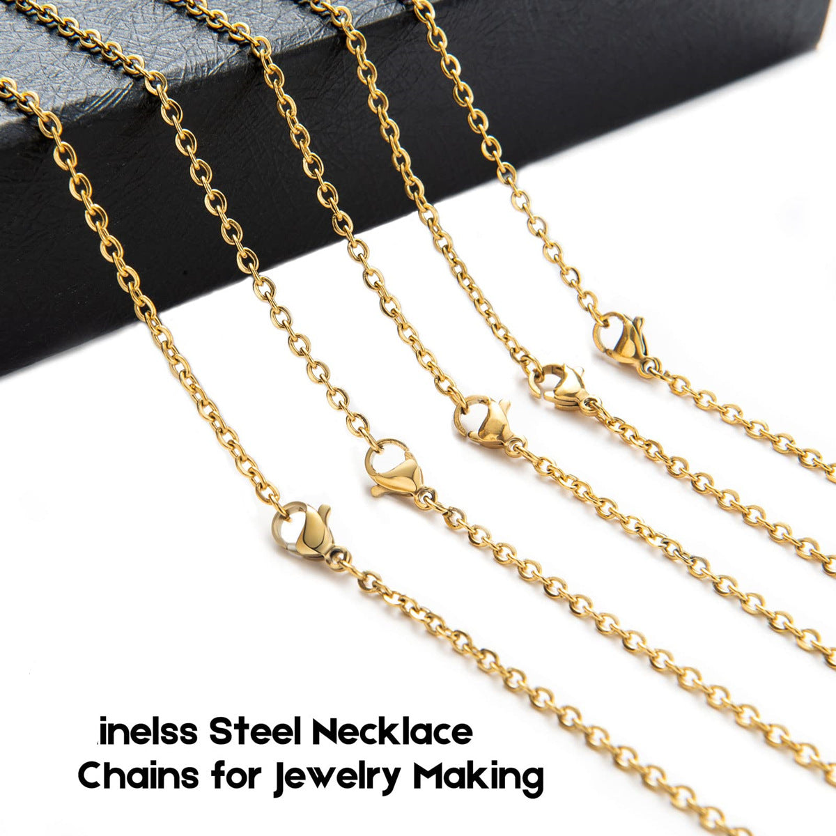 Collana minimalista in acciaio inossidabile placcato oro con catena a cavo e barra portaciondoli unisex fai da te