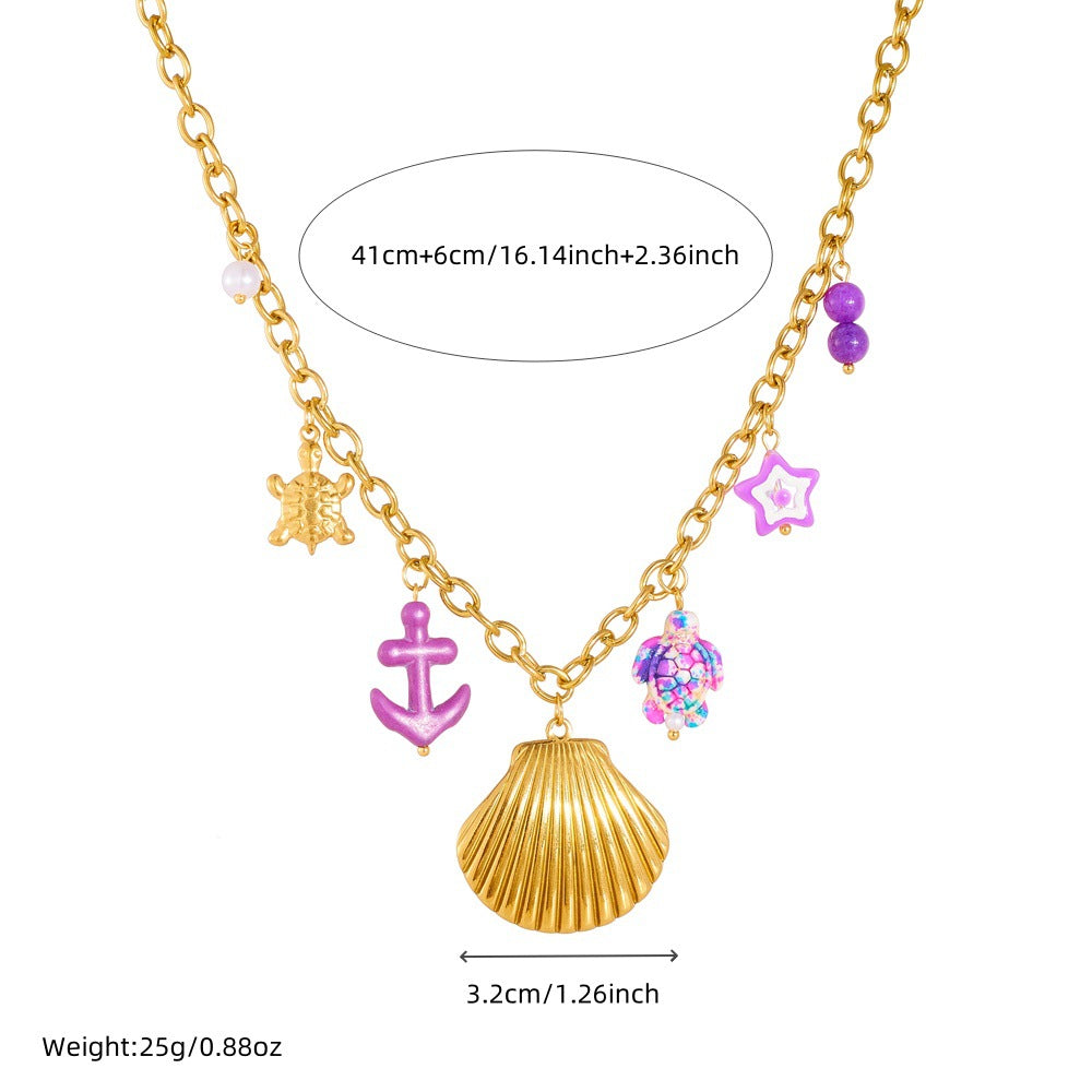 Sweet Streetwear Gold Plated Animal Star Stainless Steel Necklace