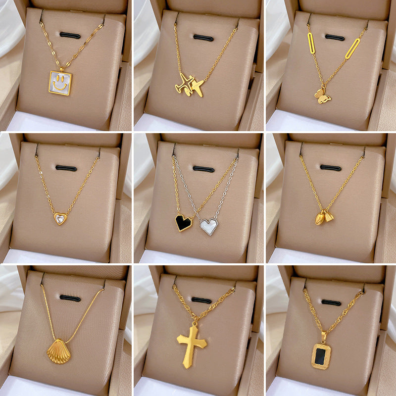 Collana Punk Minimalista Dolce Cuore Geometrico in Acciaio Inossidabile con Catena Irregolare