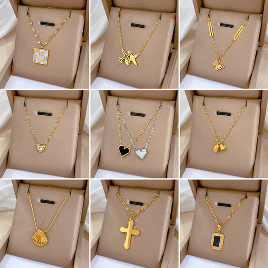 Collana Punk Minimalista Dolce Cuore Geometrico in Acciaio Inossidabile con Catena Irregolare