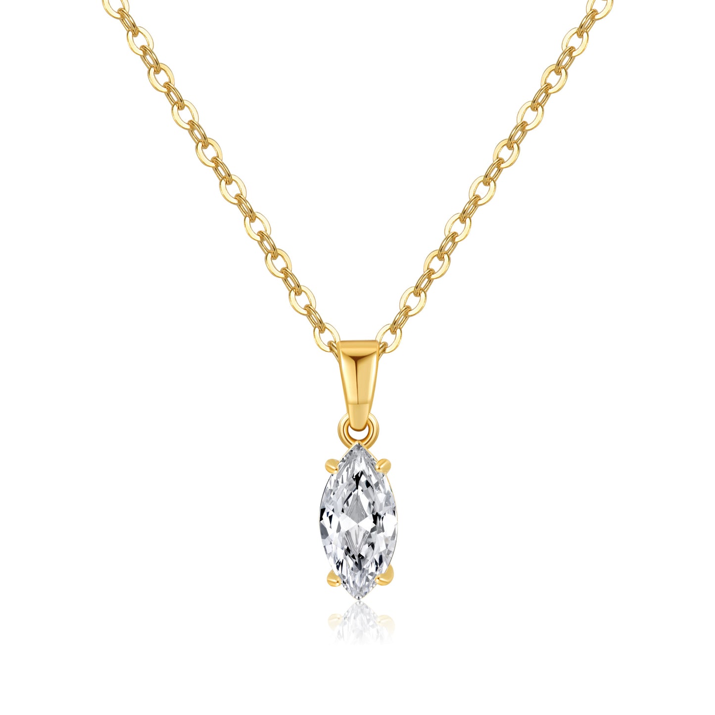 Minimalist 18K Gold Plated Copper Zircon Water Drop Pendant Necklace for Women