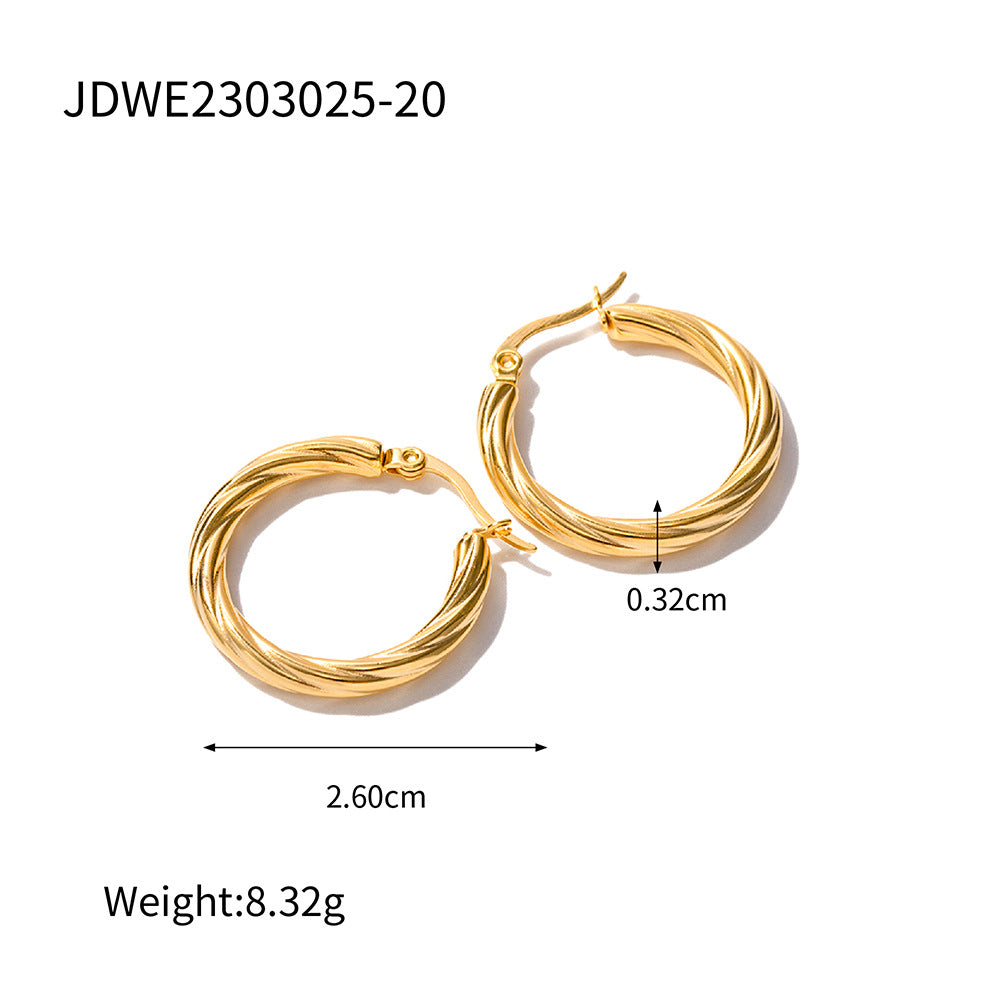 Minimalist Geometric Stainless Steel Ear Cuffs with 18K Gold Plating for Women Titanium Steel Hypoallergenic Fashion Earrings