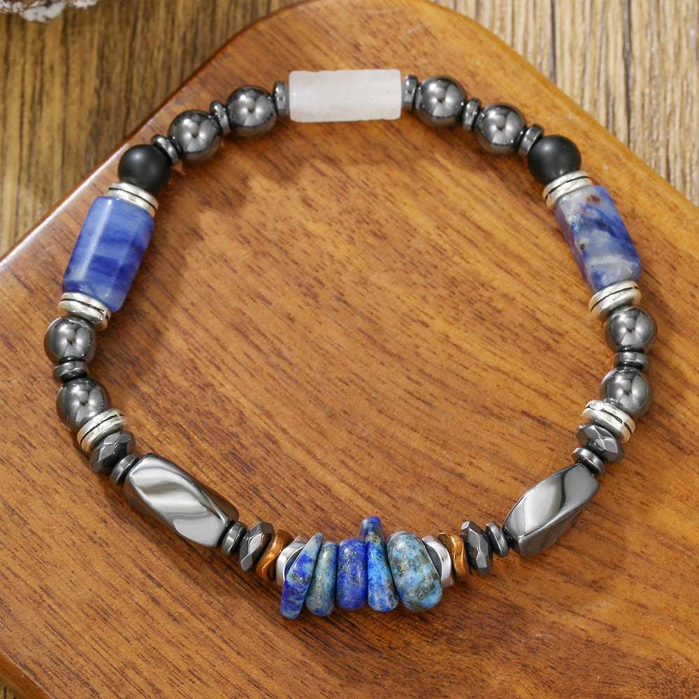 Geometric Rectangle Gemstone Beaded Bracelet for Men and Women