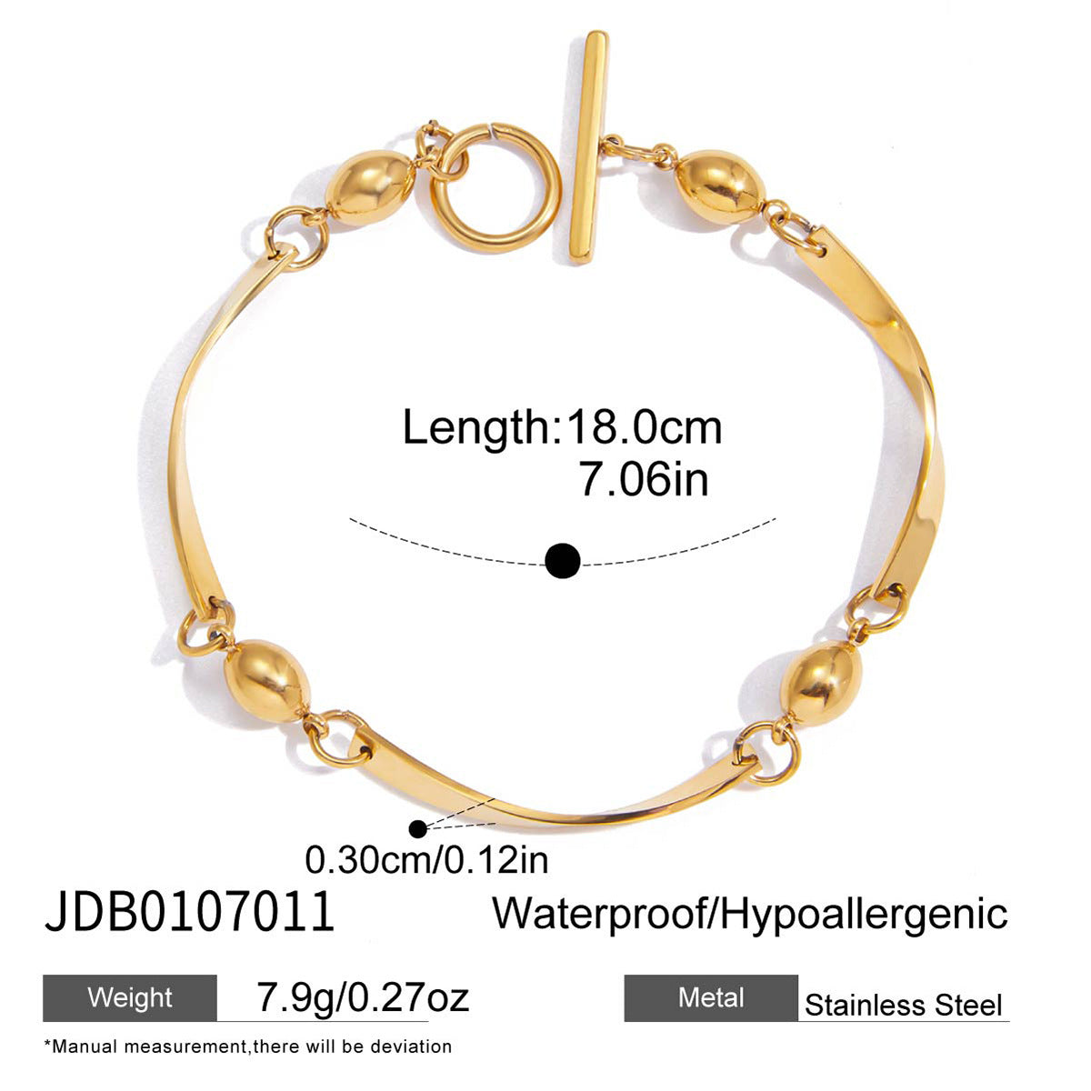Geometric Plated Stainless Steel Bracelet for Women