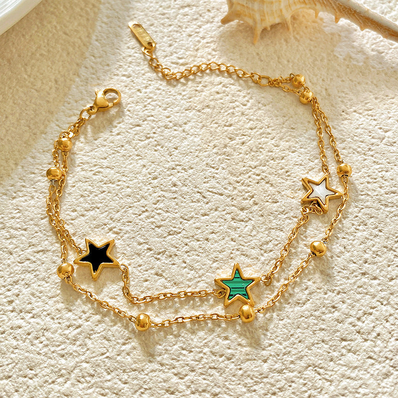 Minimalist Luxury Titanium Steel Plated Star Beaded Bracelet