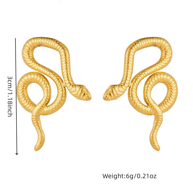 Pendientes con forma de serpiente de acero inoxidable chapado, estilo vintage