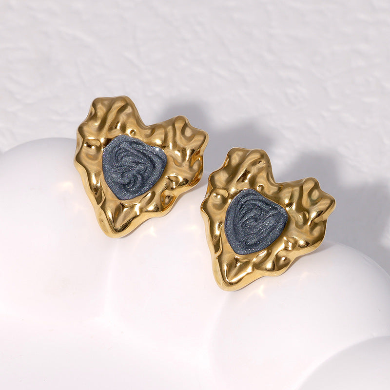 Minimalist Luxury 18K Gold Plated Heart Stainless Steel Earrings for Women
