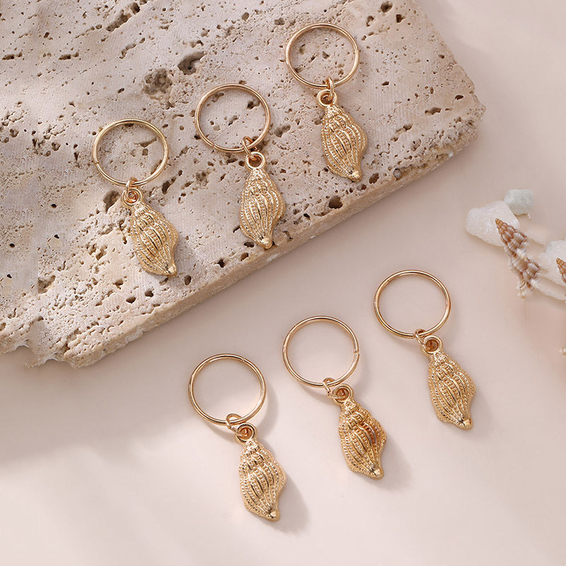 Minimalist Geometric Seashell Hair Comb Set for Kids with Gold-Plated Metal Finish