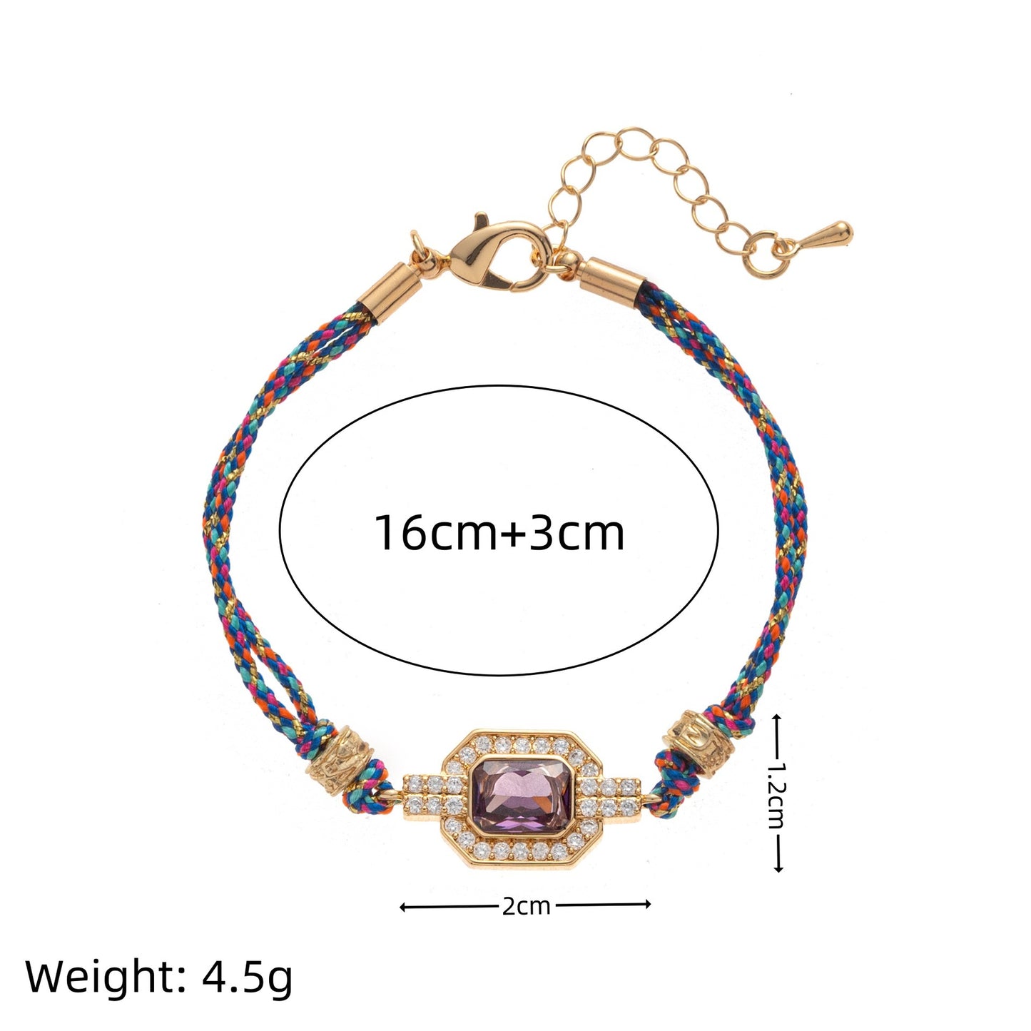Bracciale da donna in stile bohémien vintage con quadrifoglio geometrico e zirconi intarsiati in rame