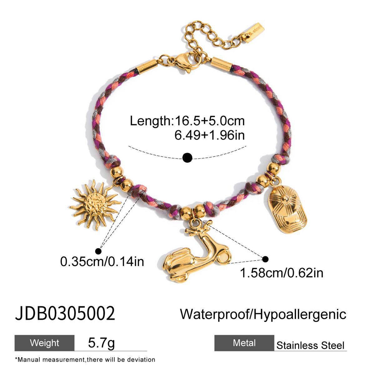 Pulsera Minimalista de Acero Inoxidable con Forma de Fruta, Perlas y Acabado Chapado para Mujer