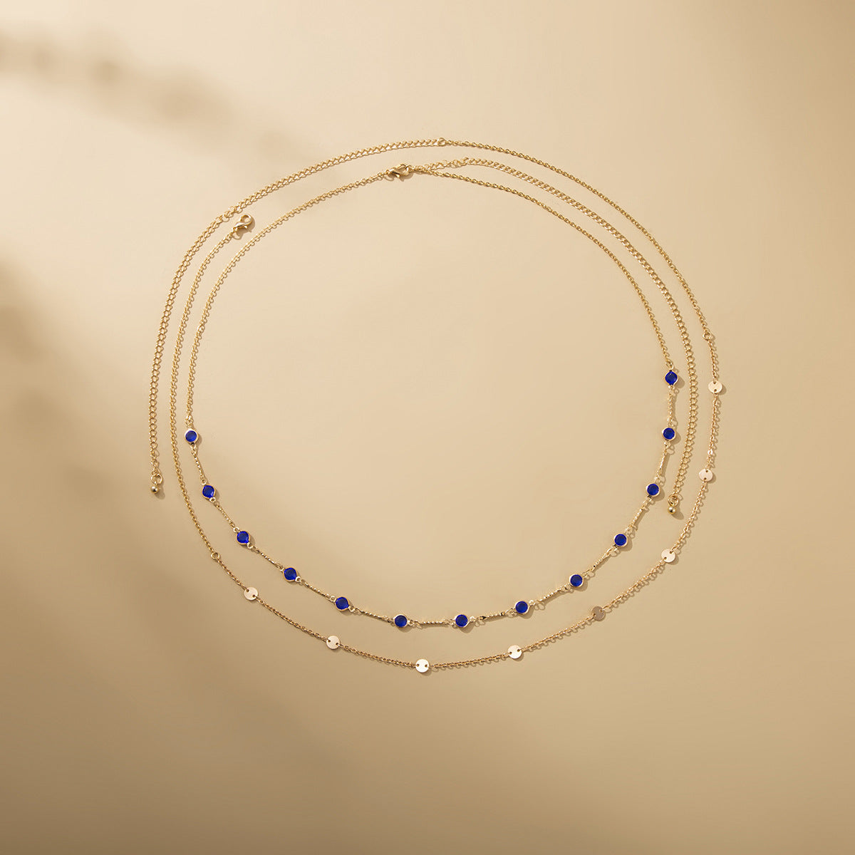 Casual Geometric Rhinestone Inlay Metal Double Layer Body Chain for Women