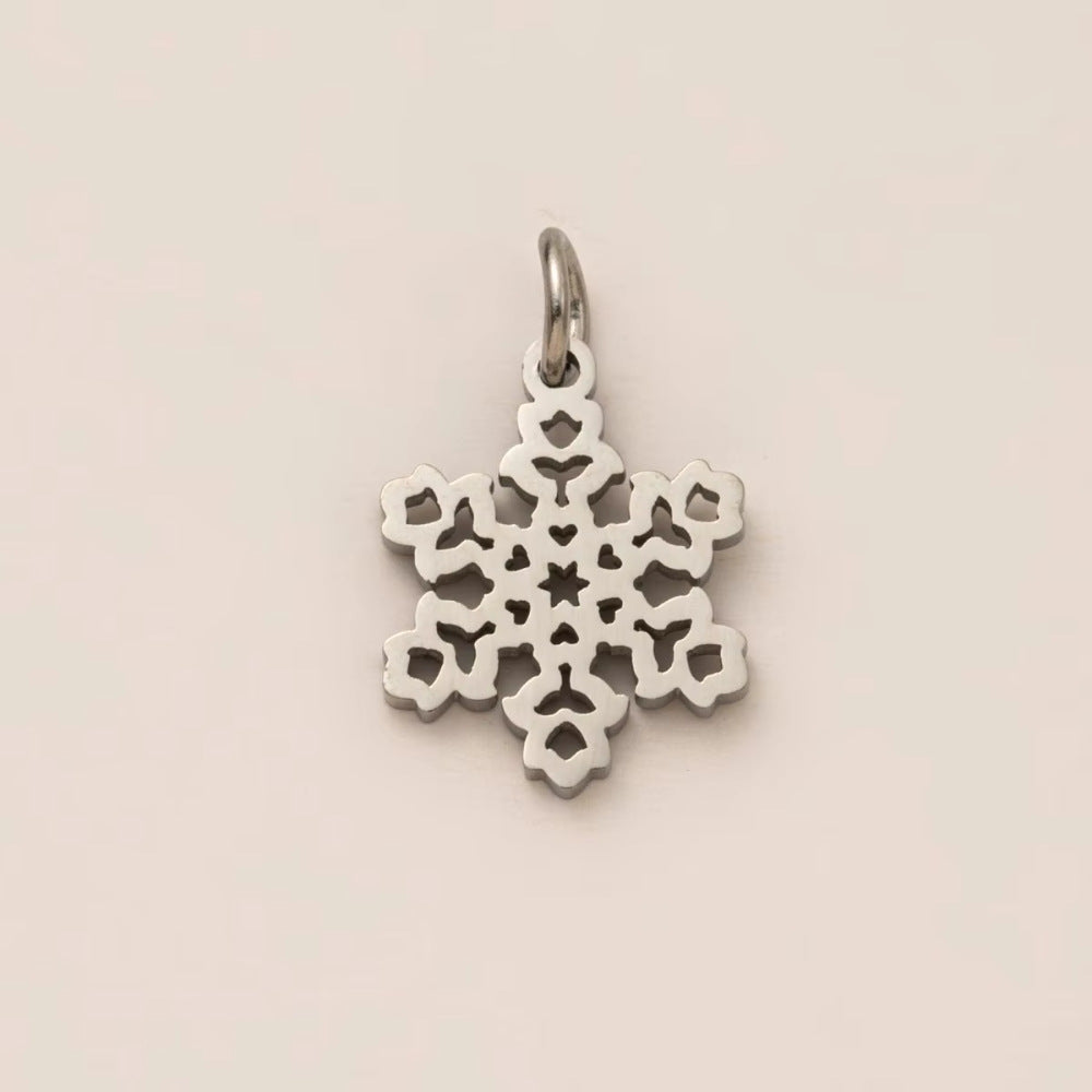 Vintage Stainless Steel Star Snowflake Pendant Charm Bar PVD 18K Gold Plated for Women