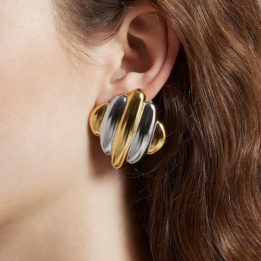 Orecchini a perno geometrici di lusso in acciaio inossidabile placcati oro 18 carati Gioielli di moda da donna