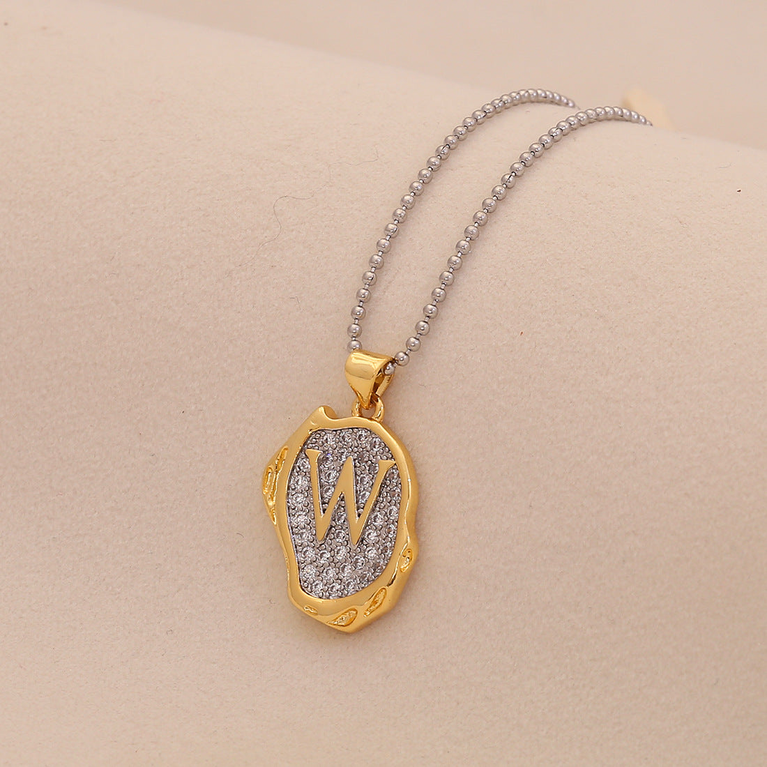 Retro Letter Pendant Necklace for Women in Brass with Minimalist Elegant Locket Style