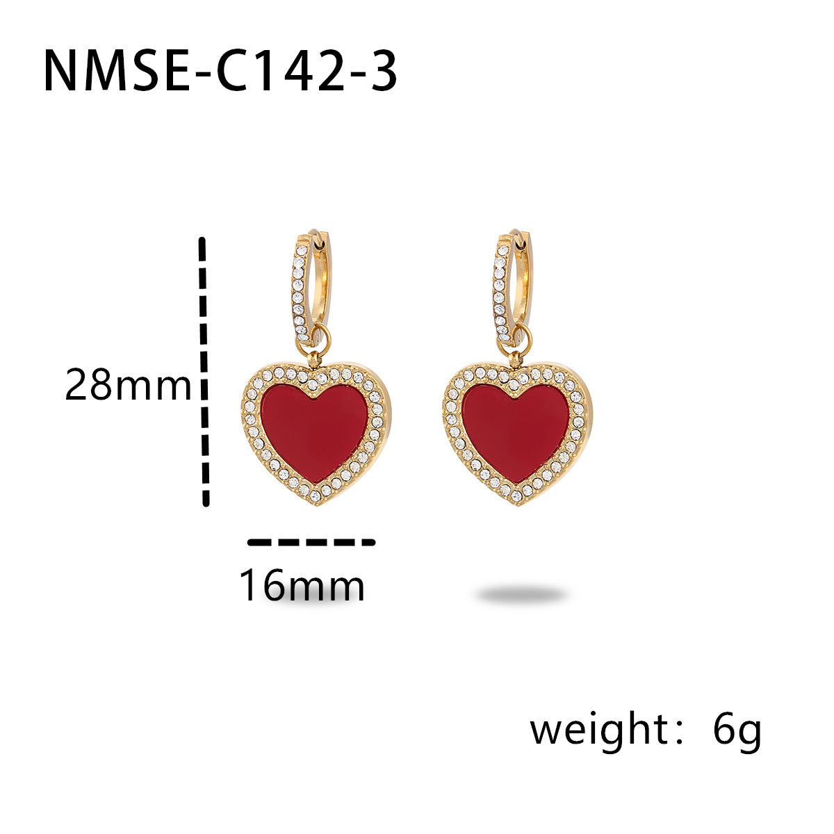 Orecchini da Donna Vintage a Cuore con Strass in Acciaio al Titanio, Gioielli di Moda Minimalisti con Finitura Placcata
