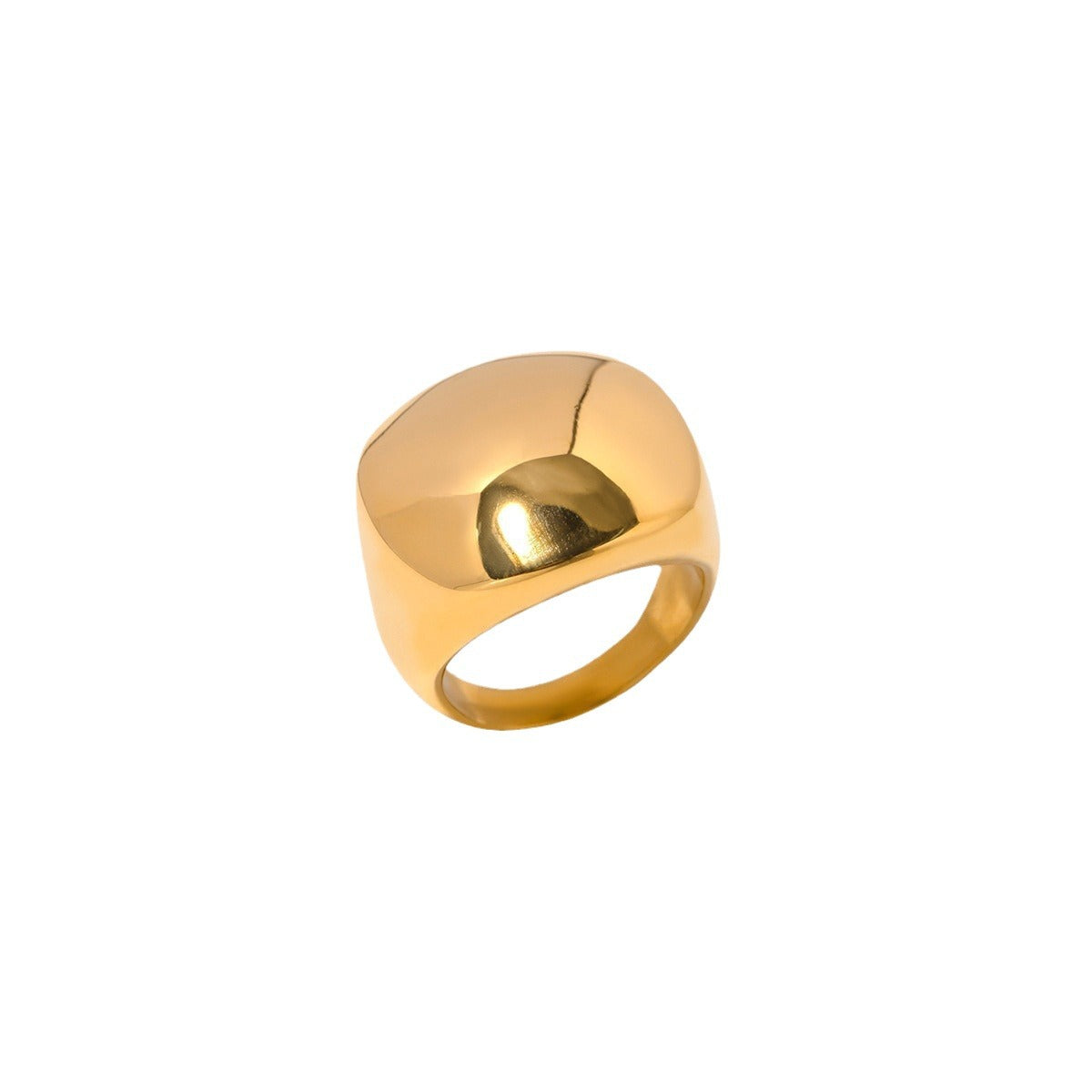 Anello quadrato geometrico da donna in acciaio inossidabile placcato oro 18 carati stile Ins minimalista