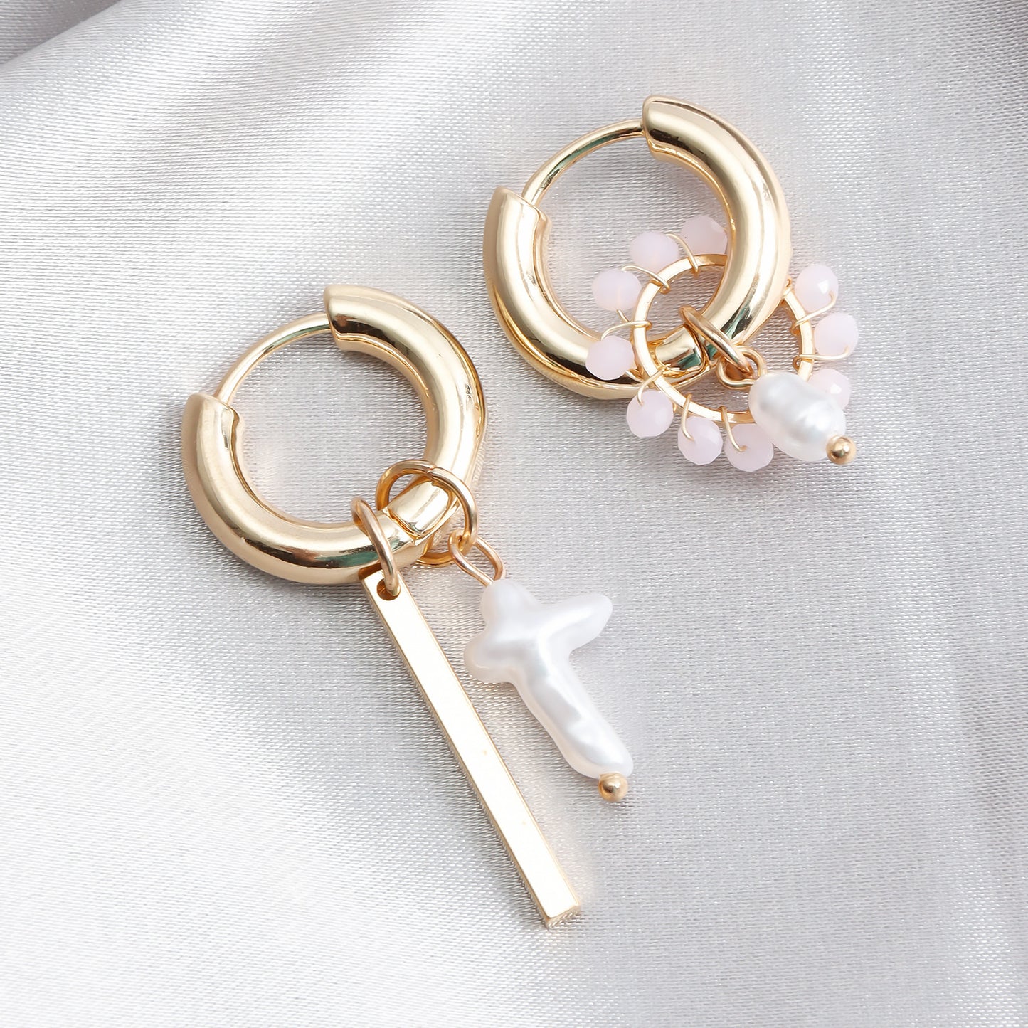 Geometric Woven Crystal Hoop Earrings for Women with Plated Finish Minimalist Fashion Accessory
