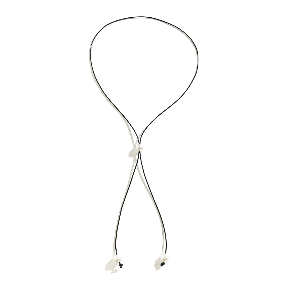 Minimalist Baroque-Inspired Geometric Knot Pendant Necklace with Imitation Pearl and Tassel Accents on Waxed Cord