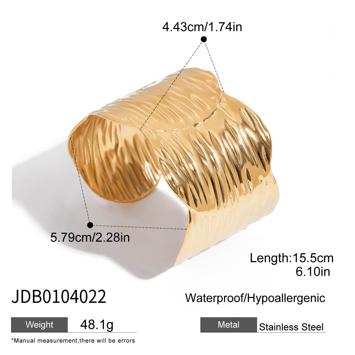 Elegant 18K Gold Plated Geometric Hollow Titanium Steel Bracelet for Women