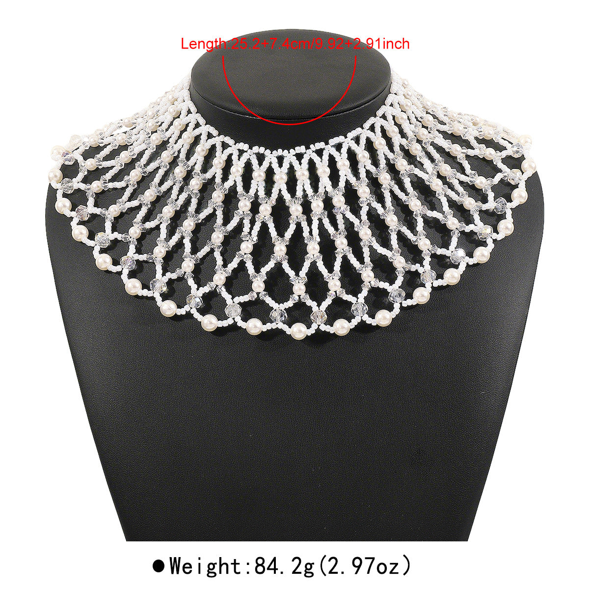 Elegante collar de perlas de lujo de inspiración francesa para mujer con gargantilla de perlas de imitación tejida a mano con diseño geométrico en forma de U