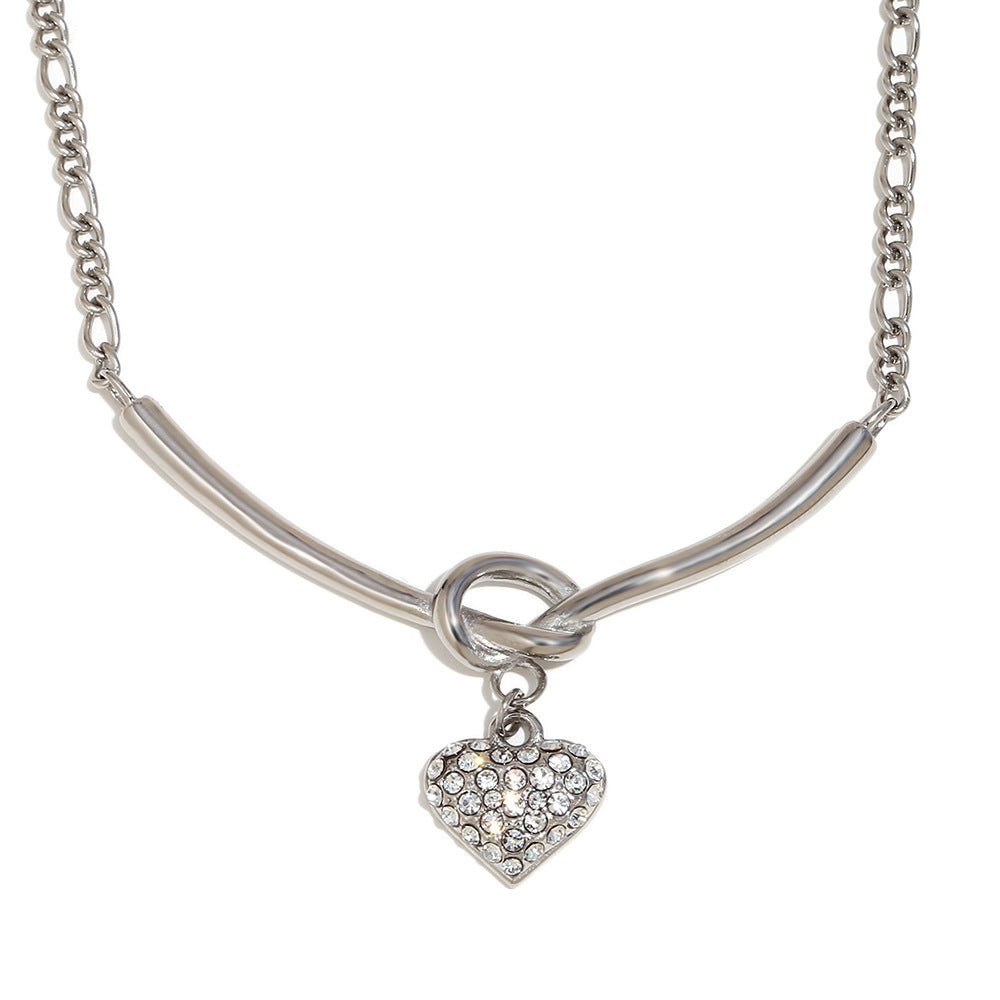 Fashionable OL Style Heart-Shaped Stainless Steel Pendant Necklace with 18K Gold Plating on Standard Chain for Women