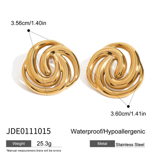 Pendientes de Lujo de Acero Inoxidable con Baño de Oro de 18K y Diseño Geométrico de Triángulo