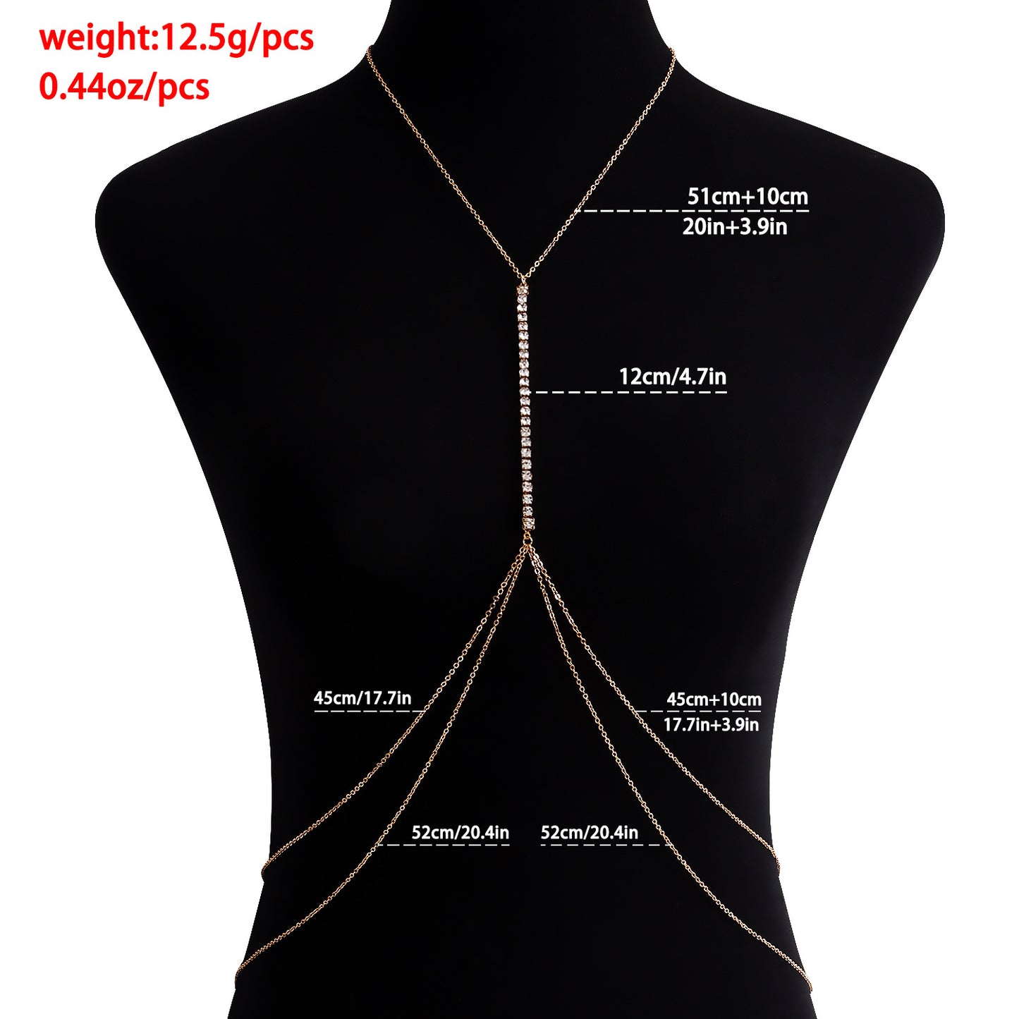 Minimalist Punk Rhinestone Cable Chain Body Chain for Women