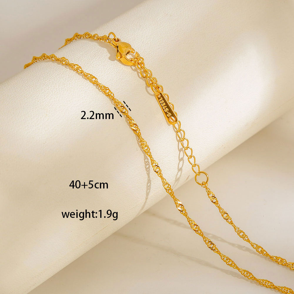 Collana con Ciondoli Geometrici Minimalisti in Acciaio al Titanio Placcato con Nappe, Charm Fai da Te per Donne