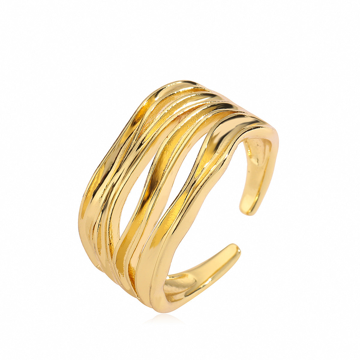 Anello Aperto da Donna Minimalista Geometrico Irregolare in Rame Placcato
