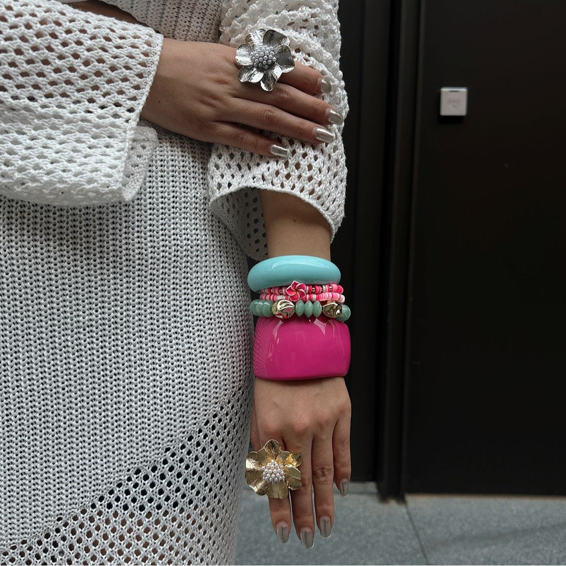 Bohemian Casual Floral Resin Plated Bracelet