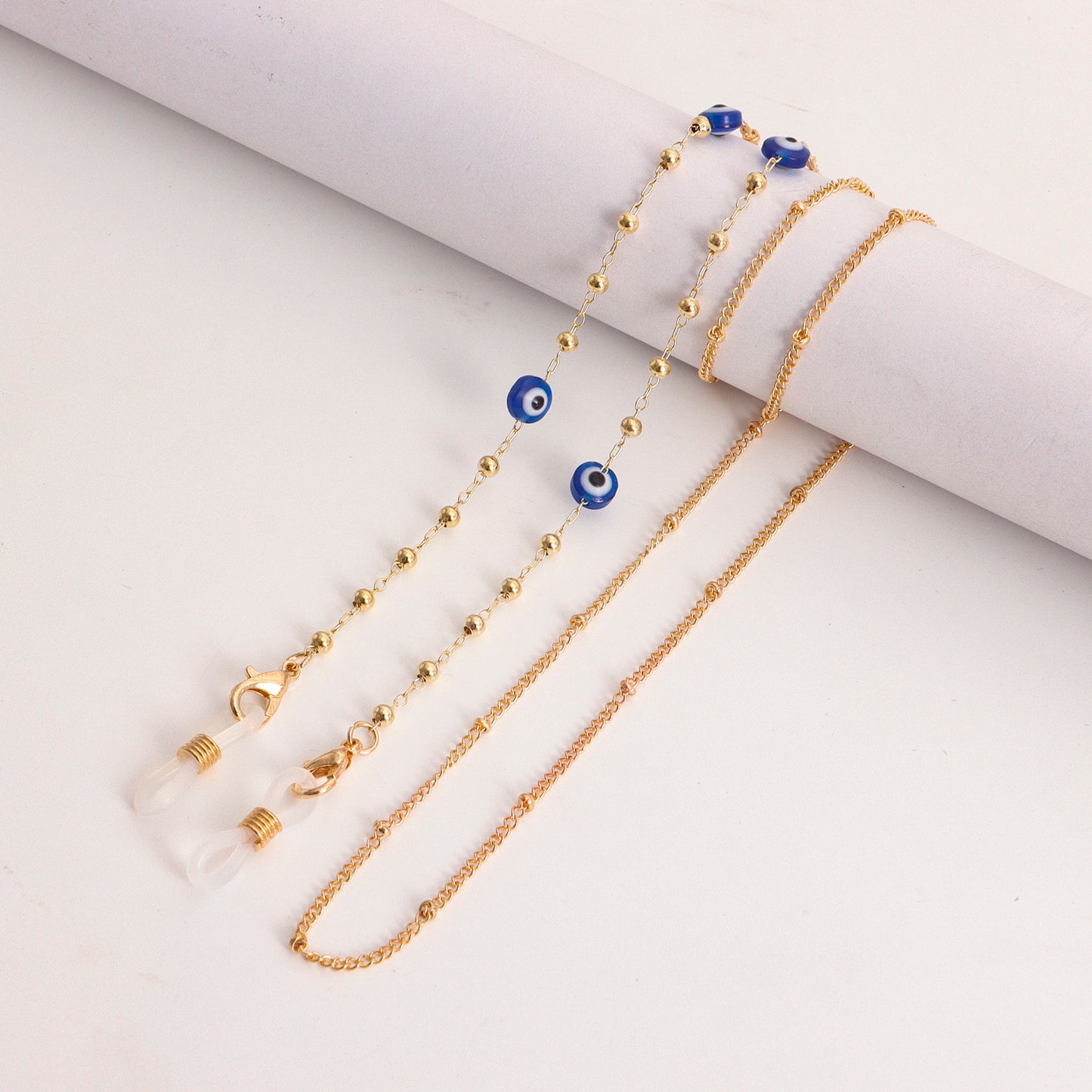 Evil Eye Imitation Pearl Alloy Mask Chain and Eyeglass Chain