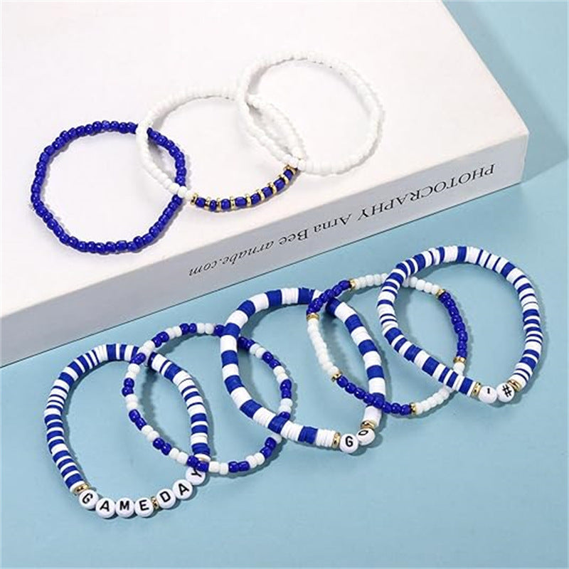 Sporty Casual Letter Number Resin Beaded Stretch Stackable Bracelet Unisex