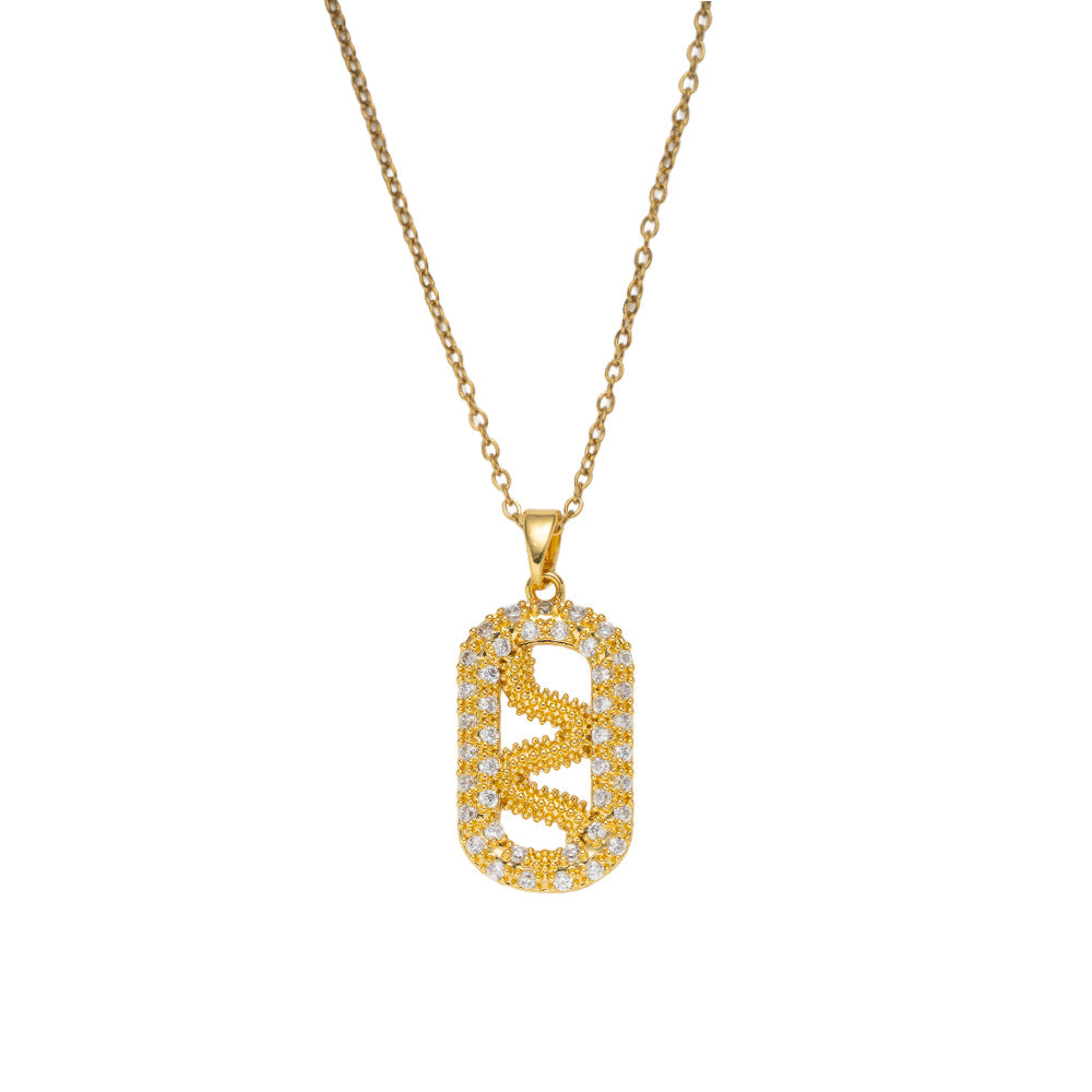 Luxury Style Snake-Shaped Pendant Necklace in Copper with Zircon Inlay on O-Chain for Women