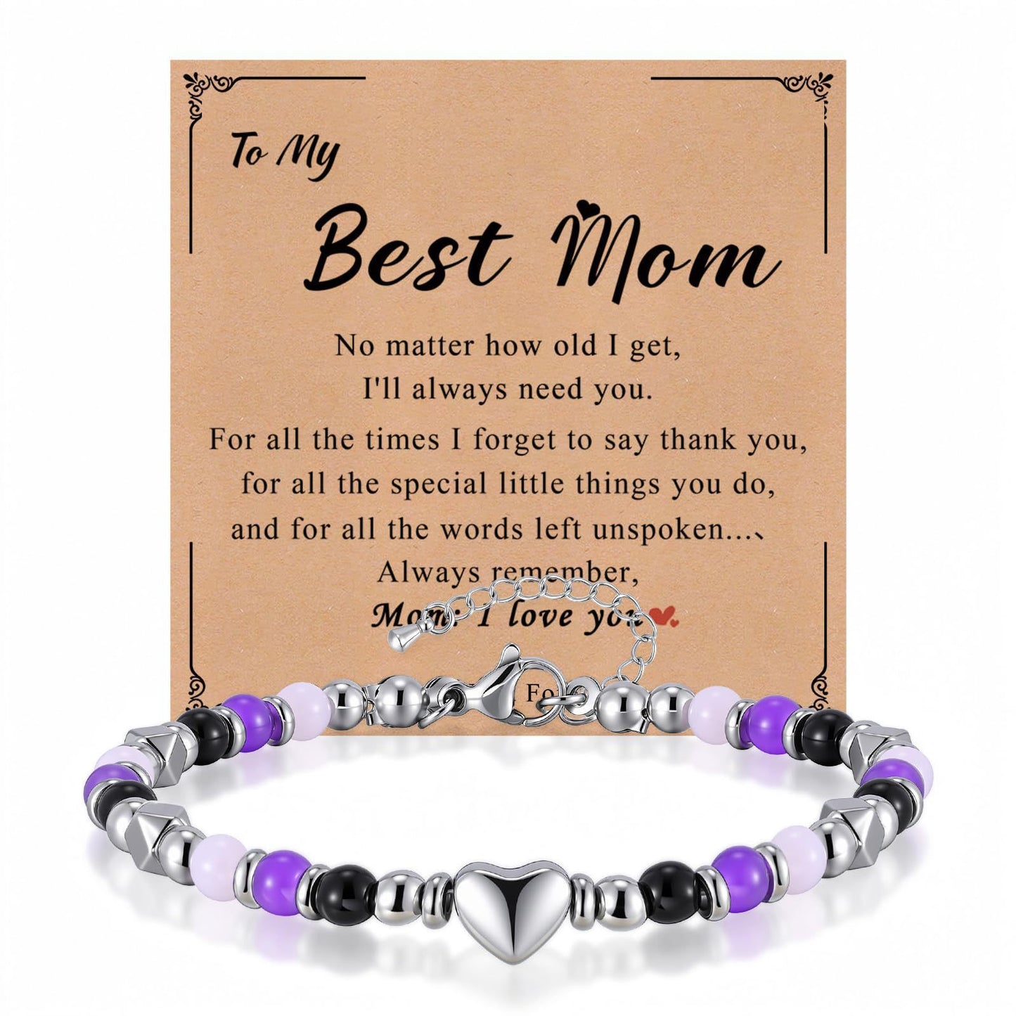 Luxury Heart Geometric Obsidian Amethyst Rose Quartz Bracelet for Women