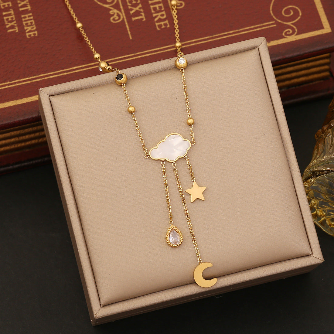 Geometric Cloud Pendant Necklace in Stainless Steel with Plated Finish for Women