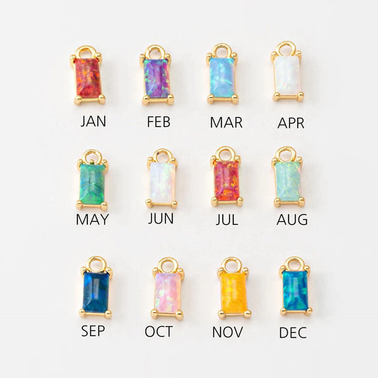 Colorful December Birthstone Square Cubic Zirconia Plated Stainless Steel Necklace