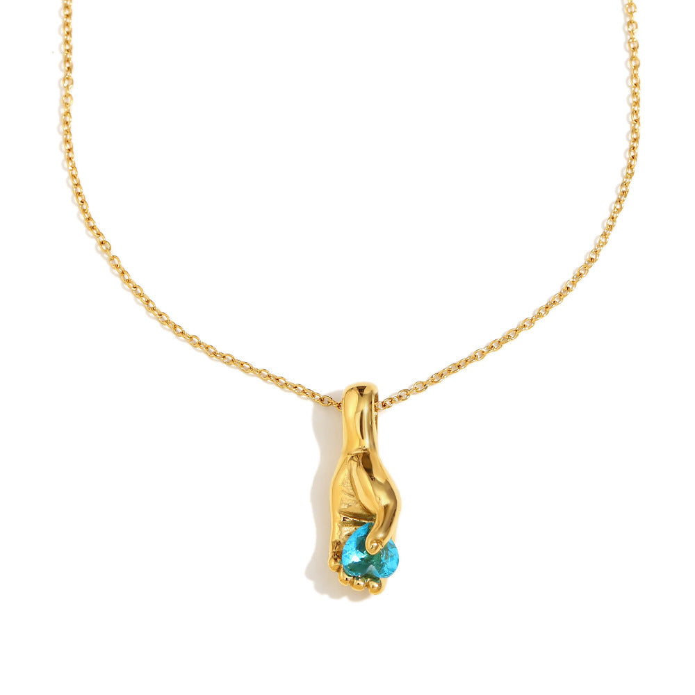 Vintage French-Style Square Cross Pendant Necklace in Stainless Steel with 18K Gold Plating and Rhinestone Accents