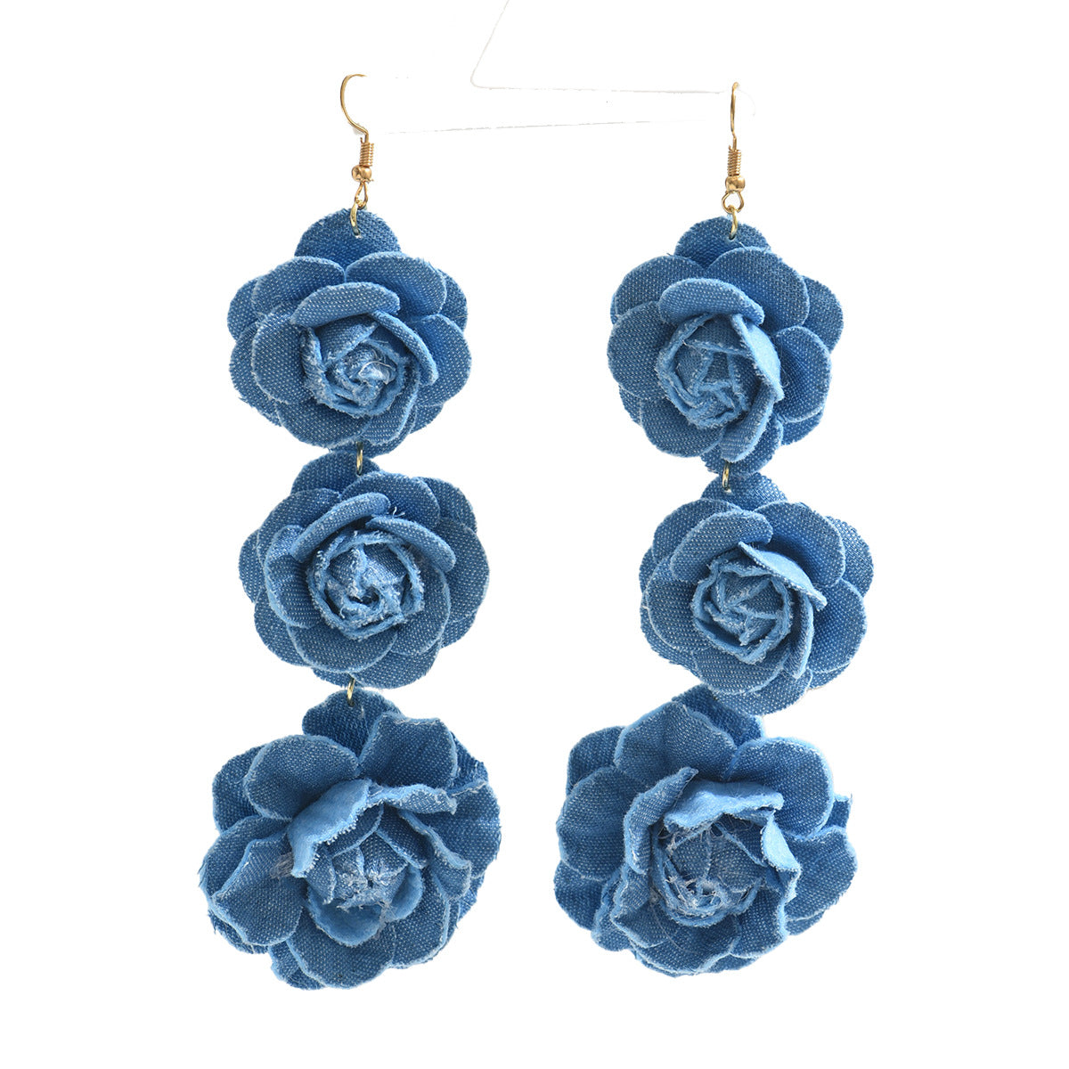 Orecchini a perno con design floreale minimalista in tessuto fresco per donna, con perni in acciaio inossidabile e design a petalo