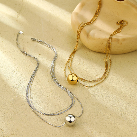 Minimalist Geometric Stainless Steel Pendant Necklace with Plated Finish for Women