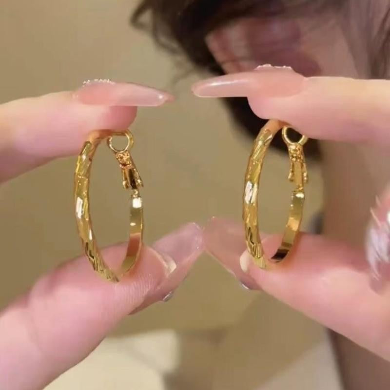 Orecchini a Cerchio Geometrici in Ferro Placcato Argento da Donna, Stile Minimalista Casual per Ufficio, Gioielli Eleganti di Ispirazione Vintage per Tutti i Giorni