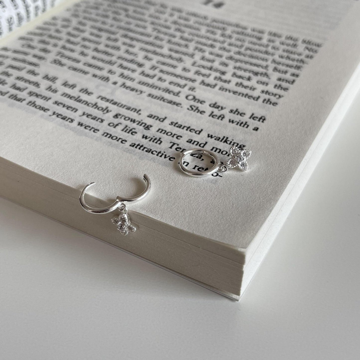 Minimalist 925 Sterling Silver Cross Earrings Plated Hoop Studs for Women