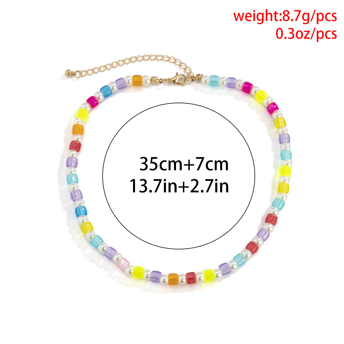 Bohemian Vintage Geometric Resin Acrylic Beaded Necklace for Women