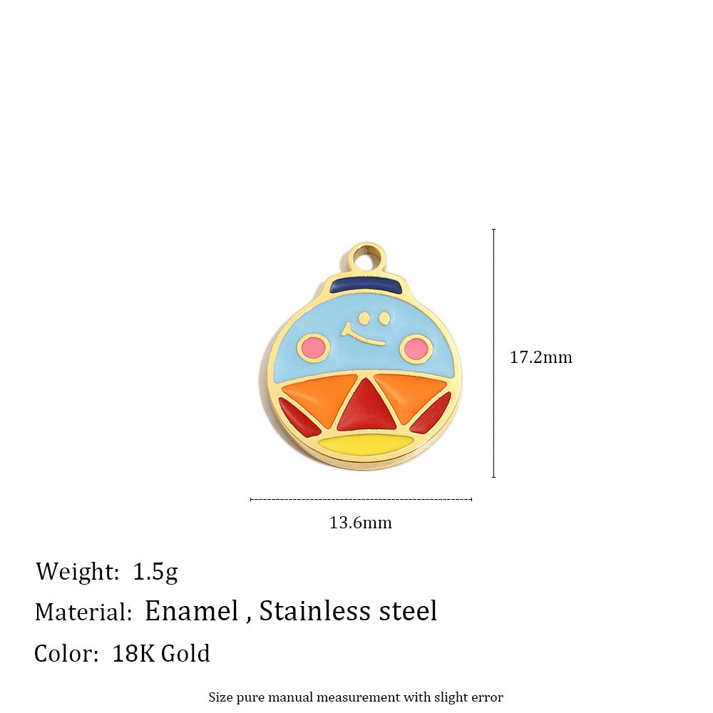 Colgante Minimalista de Moda con Temática Navideña en Acero Inoxidable con Baño de Oro de 18K con Motivos de Copo de Nieve y Papá Noel