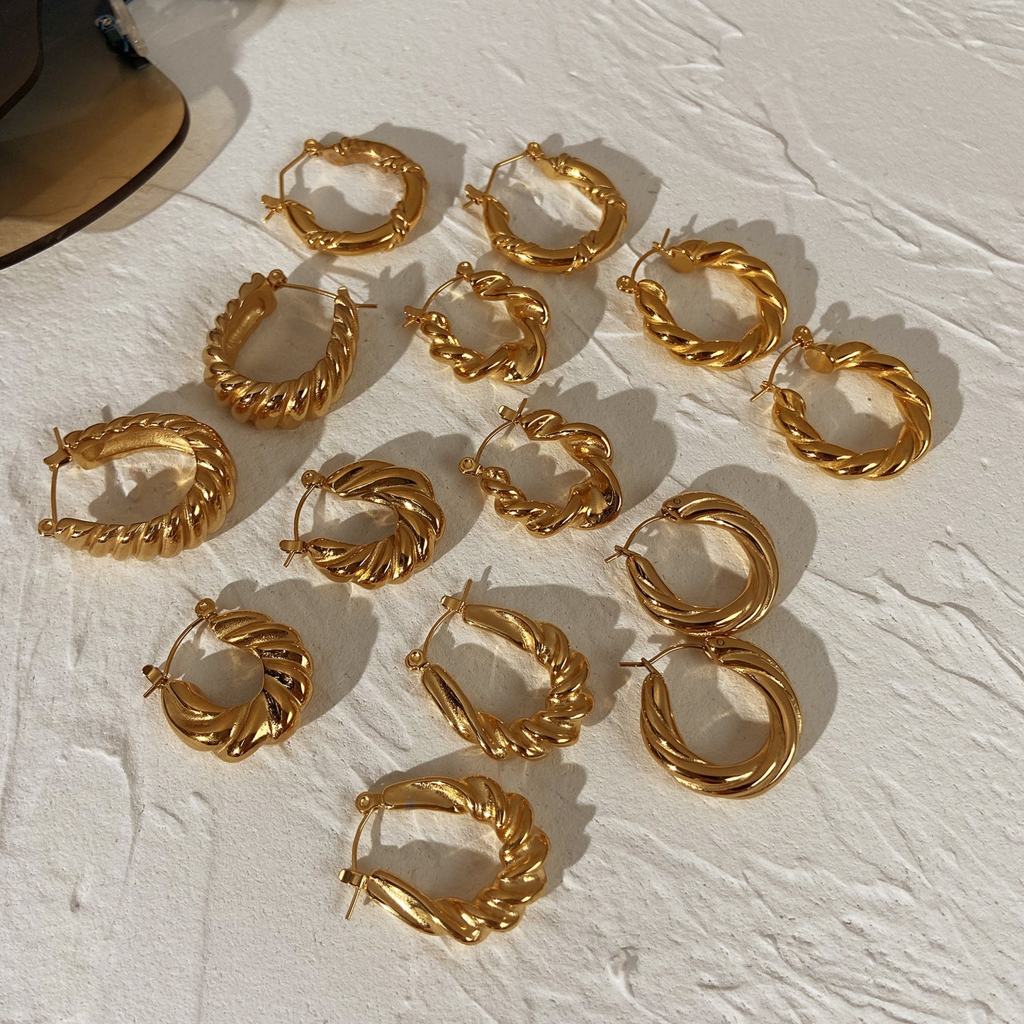 Minimalist Geometric Twisted Croissant-Shaped Gold-Plated Stainless Steel Stud Earrings for Women